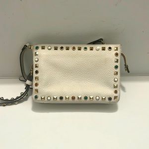VINCE CAMUTTO cream, gold, colored stones purse / clutch